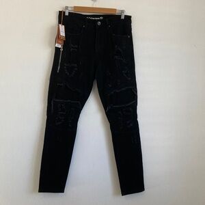 Crysp Denim Rick Biker Jeans Mens Size 30 Black